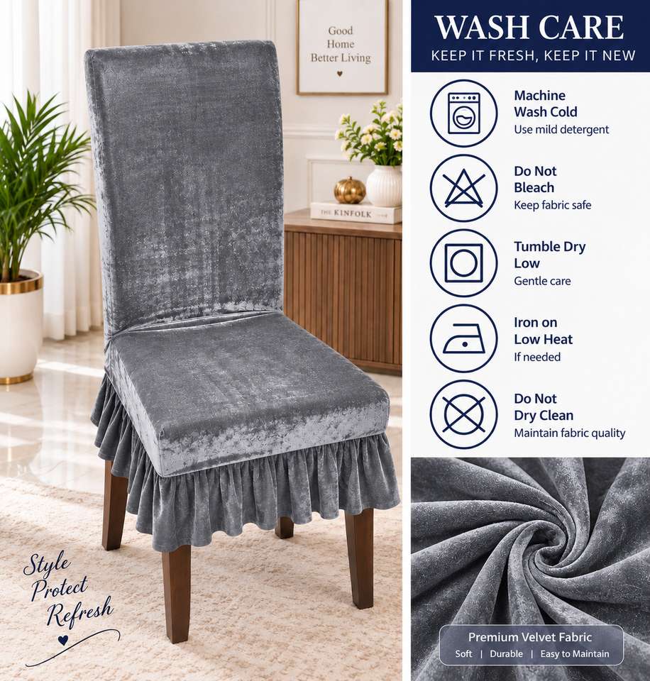 Chair Notifier QUIRKYHUB Velvet 6 Seater Chair Plain Cover Price in India - Buy ...