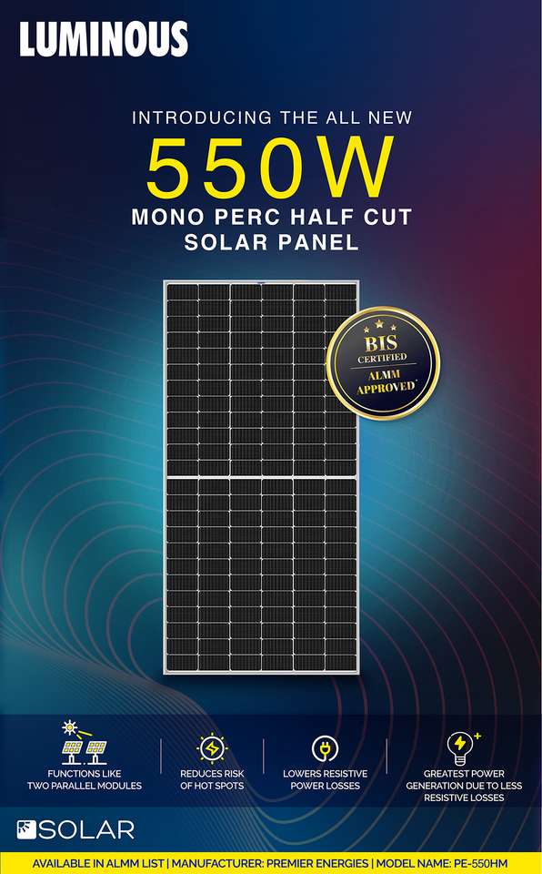 LUMINOUS LUM - 550 Watt MonoPERC Half Cut Solar Panel Price in India ...