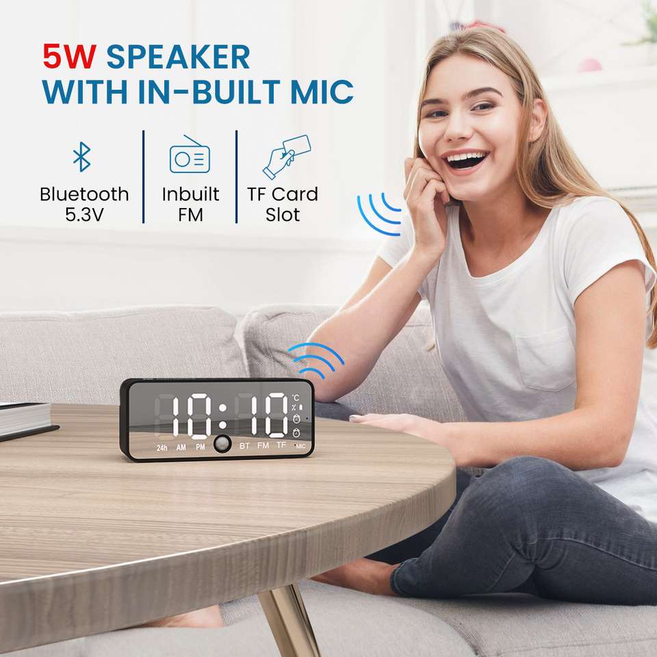 Buy Portronics Pixel 4 Digital Smart Alarm Clock with 5W Speaker, In ...