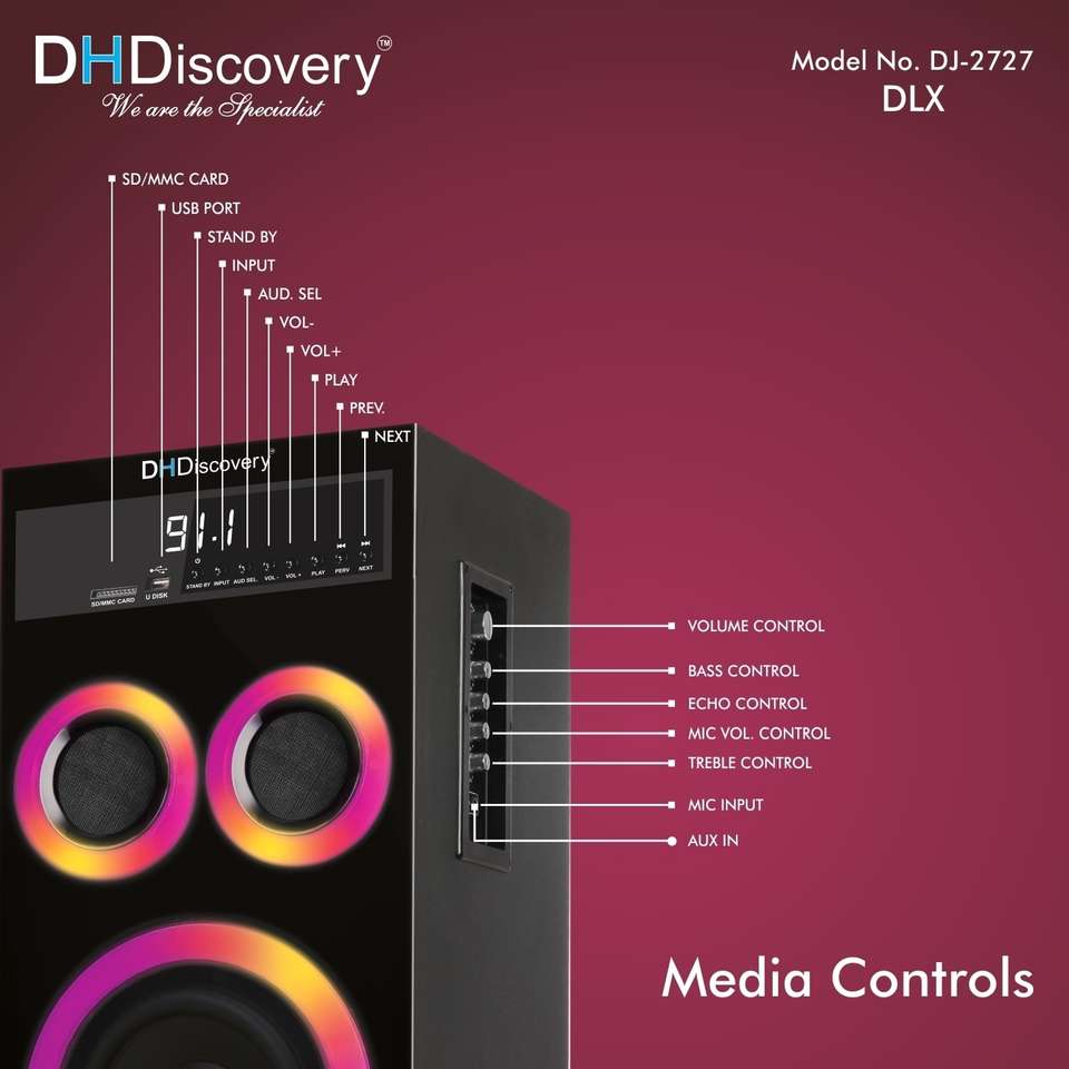 Buy DH Discovery DJ2727 DLX (Wireless Mic, Remote Control, RGB Light ...