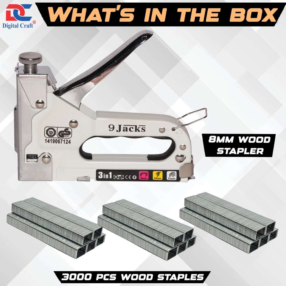 Tacker Icon Digital Craft 3-in-1 Manual D-Type Staple Gun with 8mm 3000pcs Pins ...