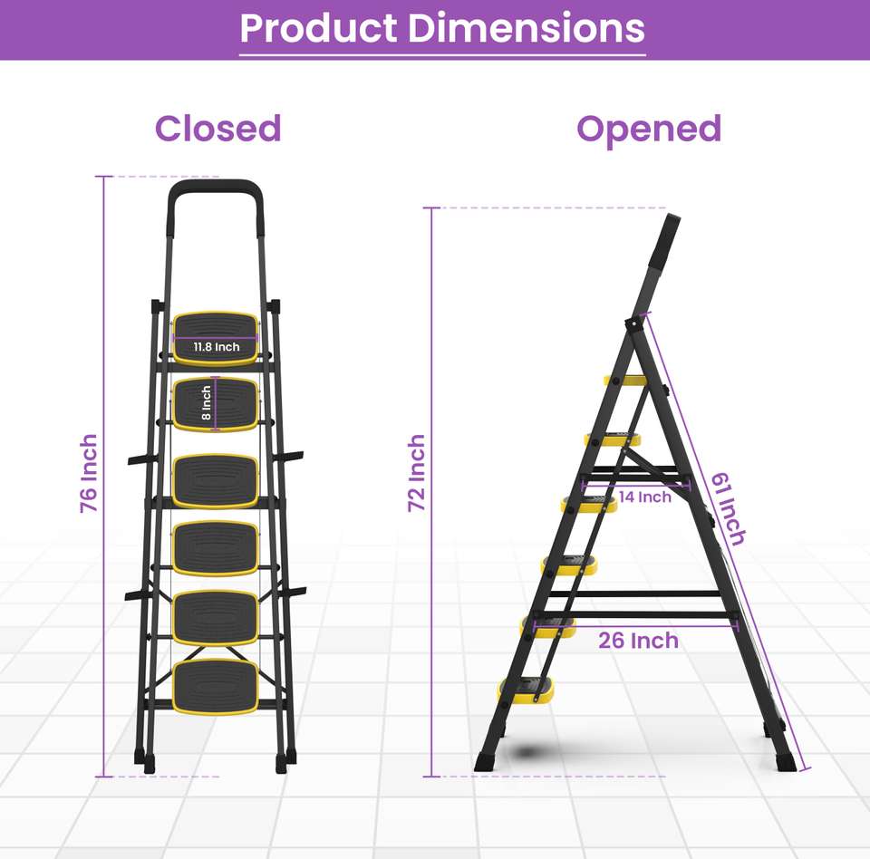 Metal Ladder Key Asian Paints TruCare Home Elite 6-Steps Ladder, Steel Steps, Foldable ...