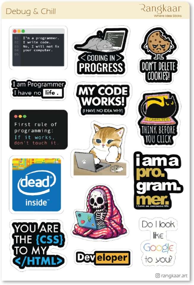 Rangkaar 5 cm Funny Programmer Coding Meme Stickers-Waterproof Vinyl ...