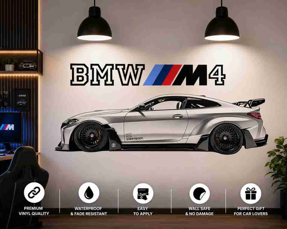 SV collections 24 inch BMW M4 Sports Car Wall Sticker for Bedroom ...