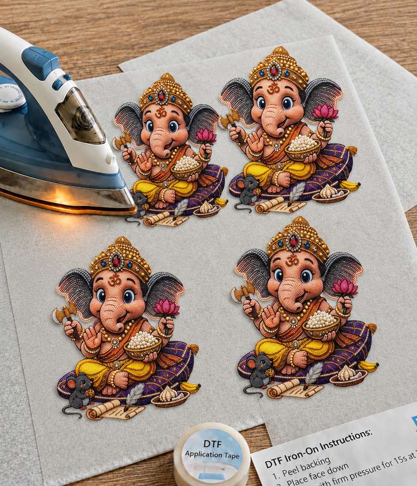Transfer Design Sticker JKP 4 inch DTF Heat Transfer Sticker for Clothes & Fabric – Iron On ...