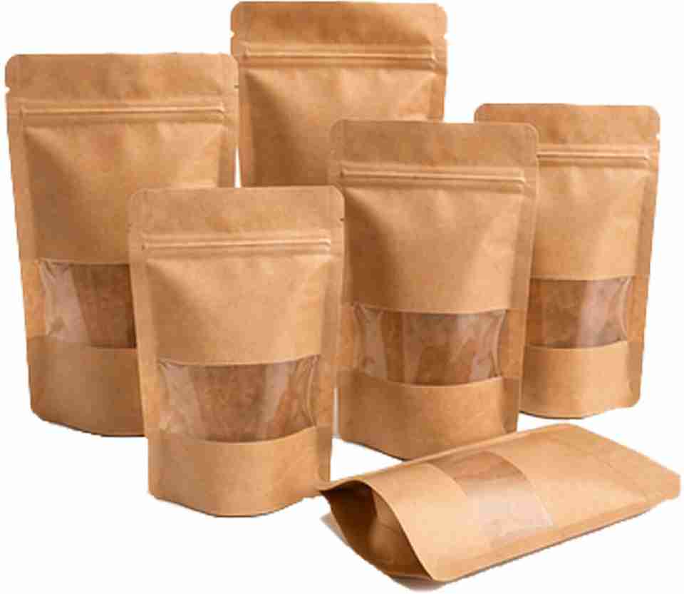 Utkarsh 200g Capacity(5x8 Inch 25 Pcs)Brown Kraft Paper Reusable Stand ...