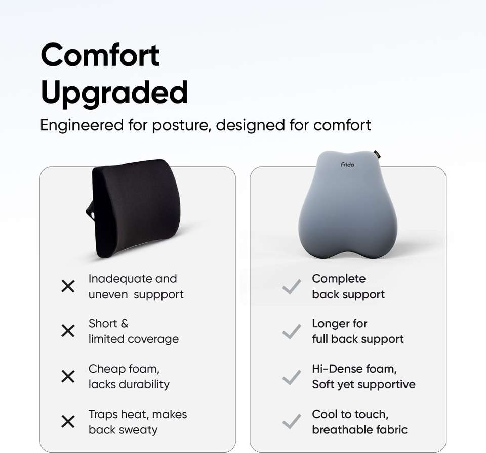 Frido Cloud Backrest Memory Foam Cushion, Lumbar Support For Chairs ...