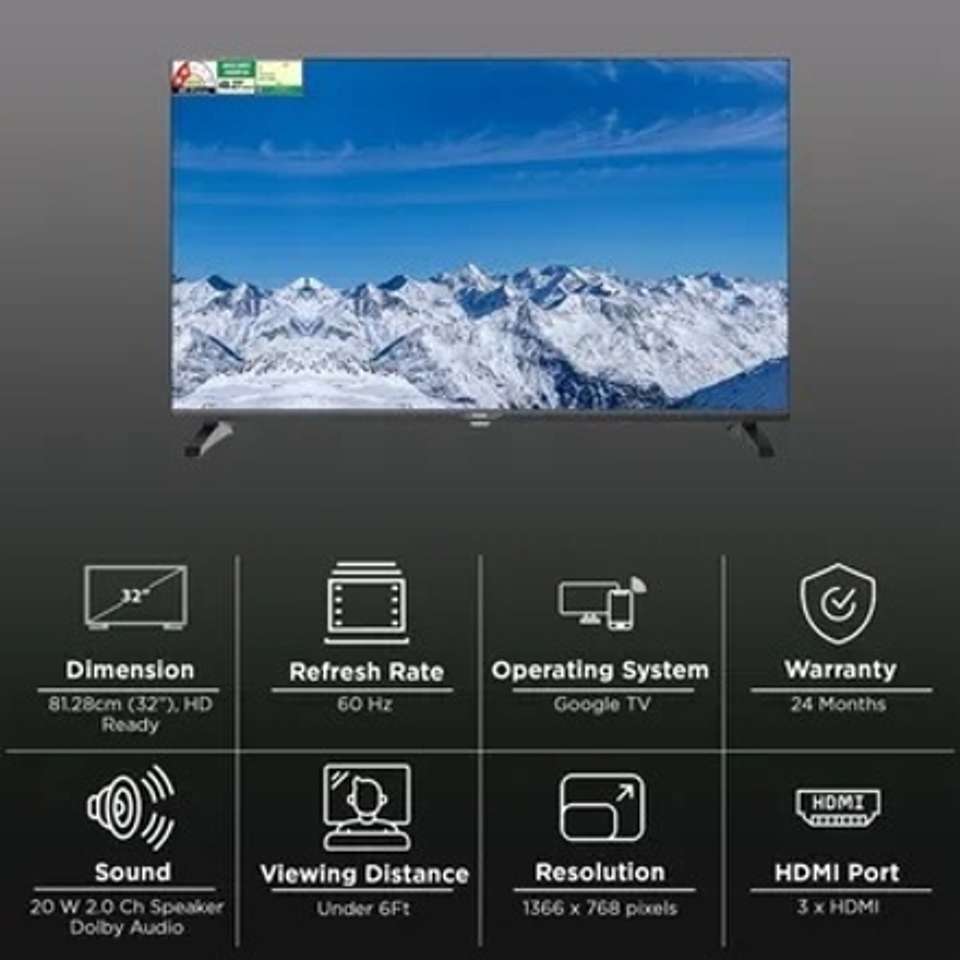Hd Tech Support Icon Haier 81.28 cm (32 inch) HD Ready LED Smart Google TV 2026 Edition with ...