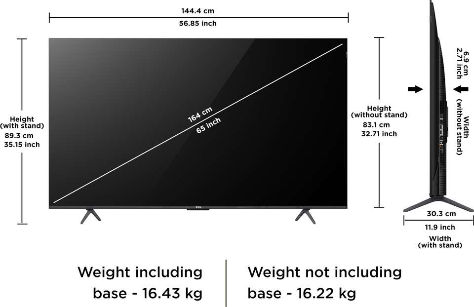 TCL C655 164 cm (65 inch) QLED Ultra HD (4K) Smart Google TV with T ...