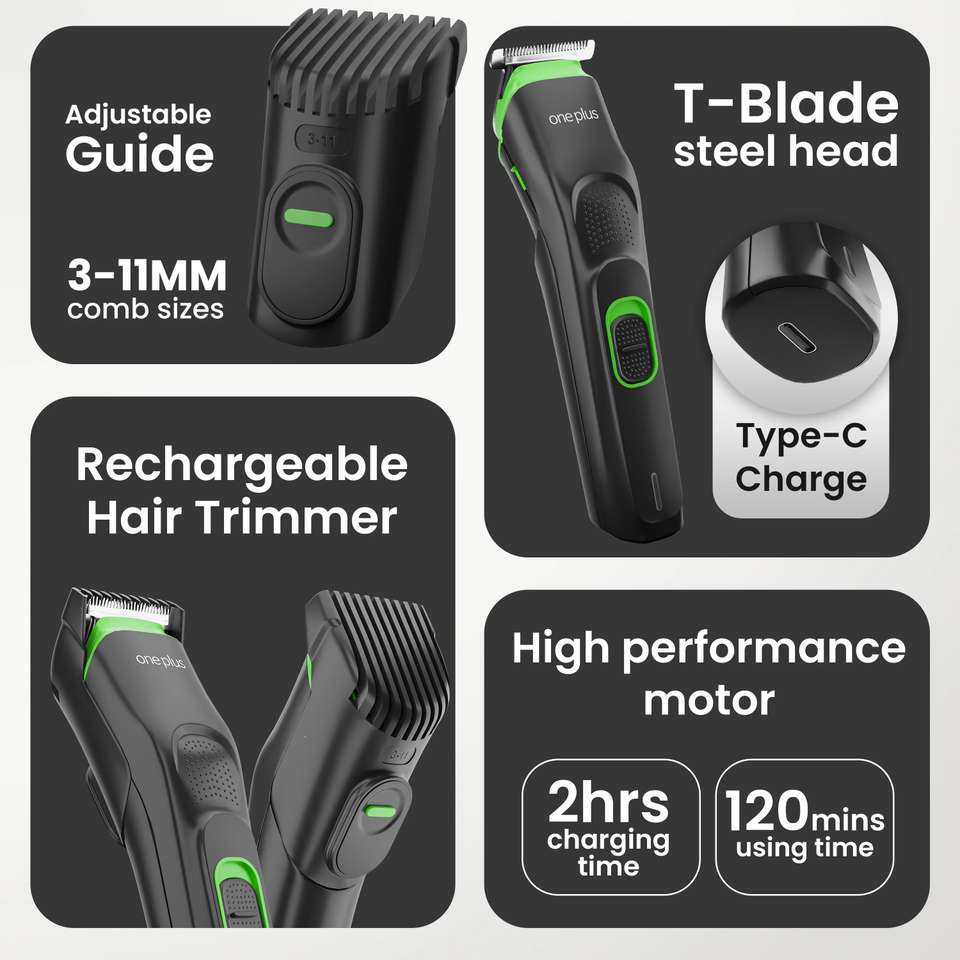 One Plus OP 11 Cordless Professional Hair Trimmer Titanium coated blade ...