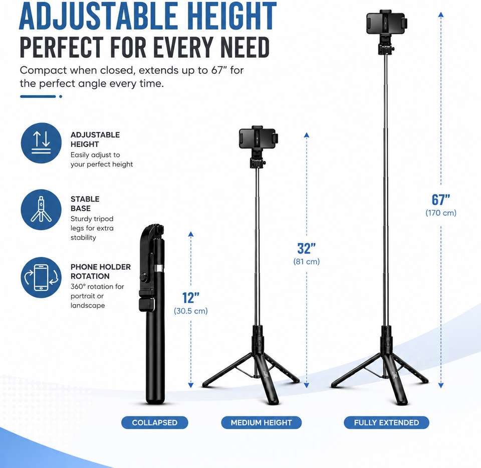 Flipkart SmartBuy 66-Inch Tripod with Flashlight, Adjustable Stand for ...
