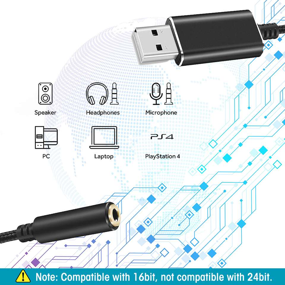 Zeitel USB to 3.5 mm Jack Audio Adapter, USB Sound Card USB to 3.5mm ...