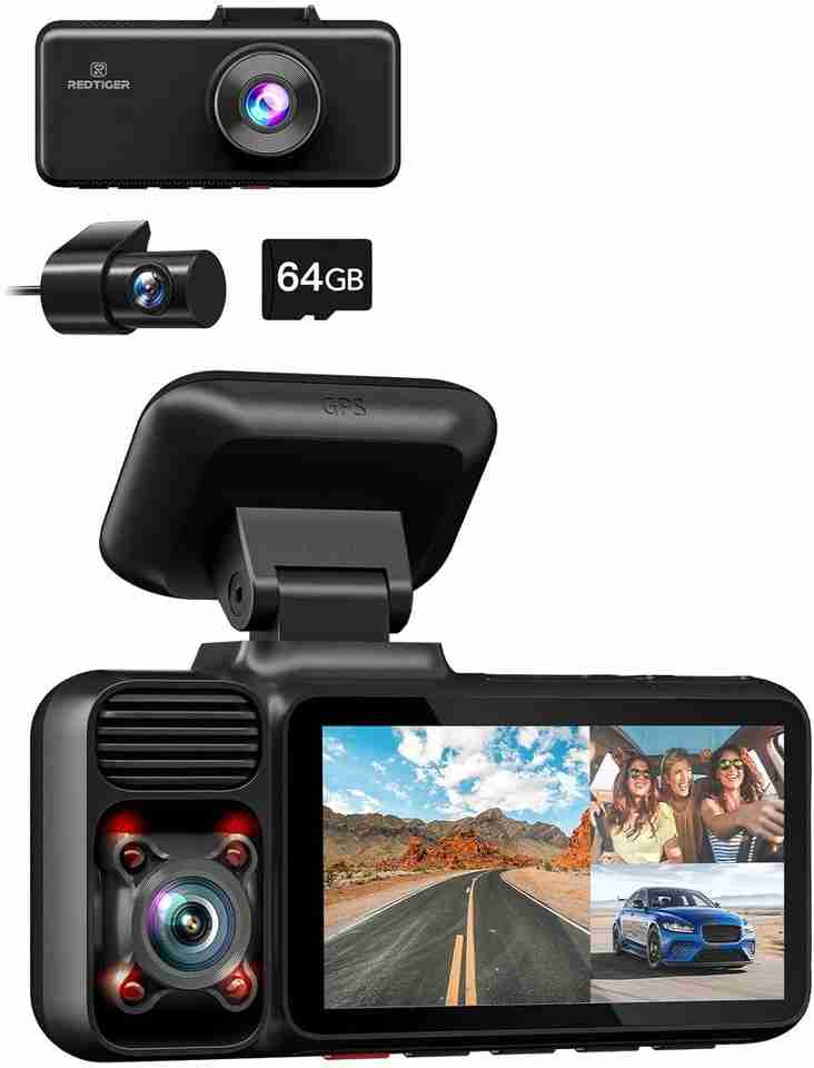 4 Channel Reverse Camera Redtiger F17 4K+2.5K+1080P 3 Channel Dashcam 5G Wifi Dashboard Camera ...