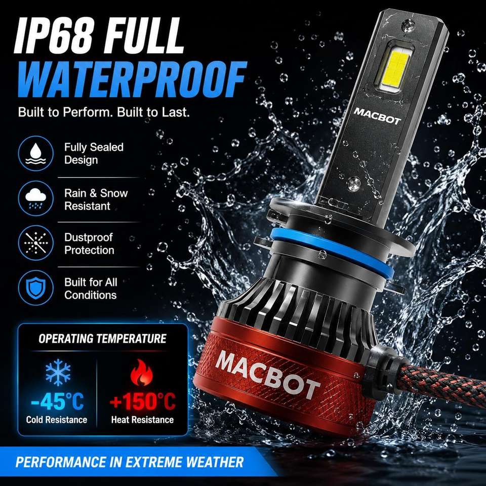 MACBOT H4/H19 Type LED Headlight Bulb 300 Watt MX-H4, with 2-Year ...