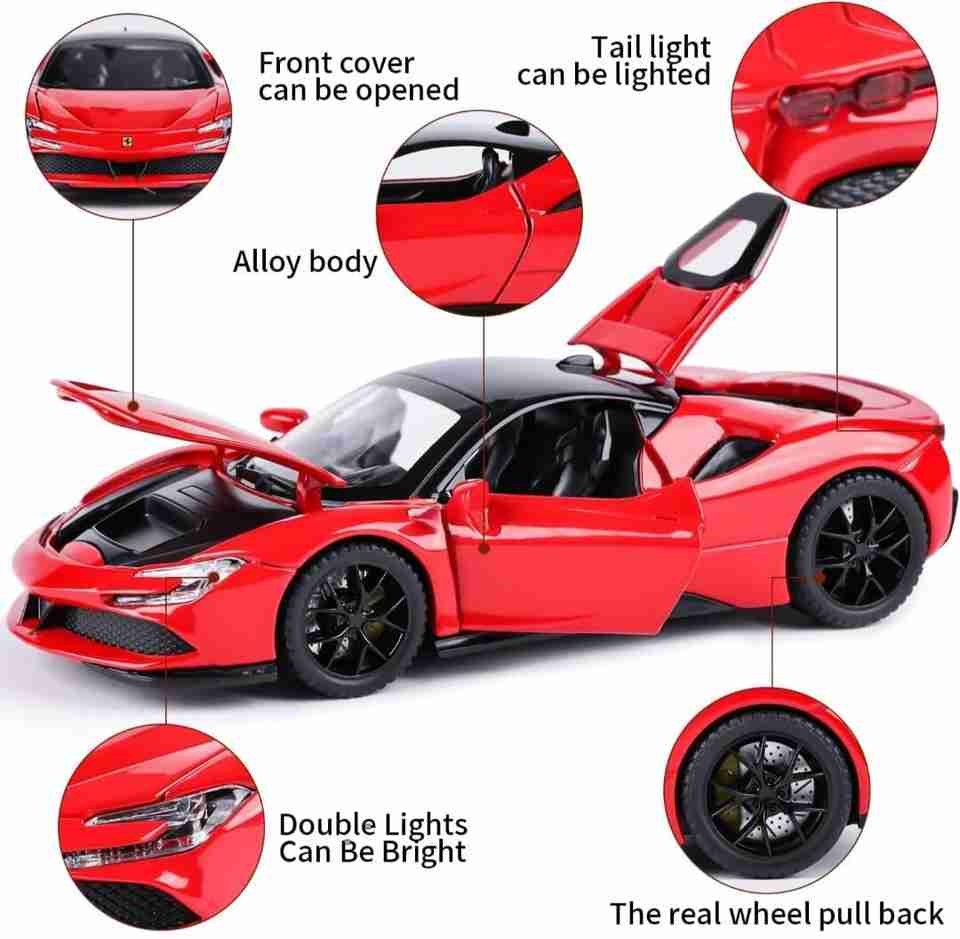 Red Plus Sign Icon Pluspoint Diecast Red SF90 STRADALE Hardtop Toy Car - Diecast Red SF90 ...