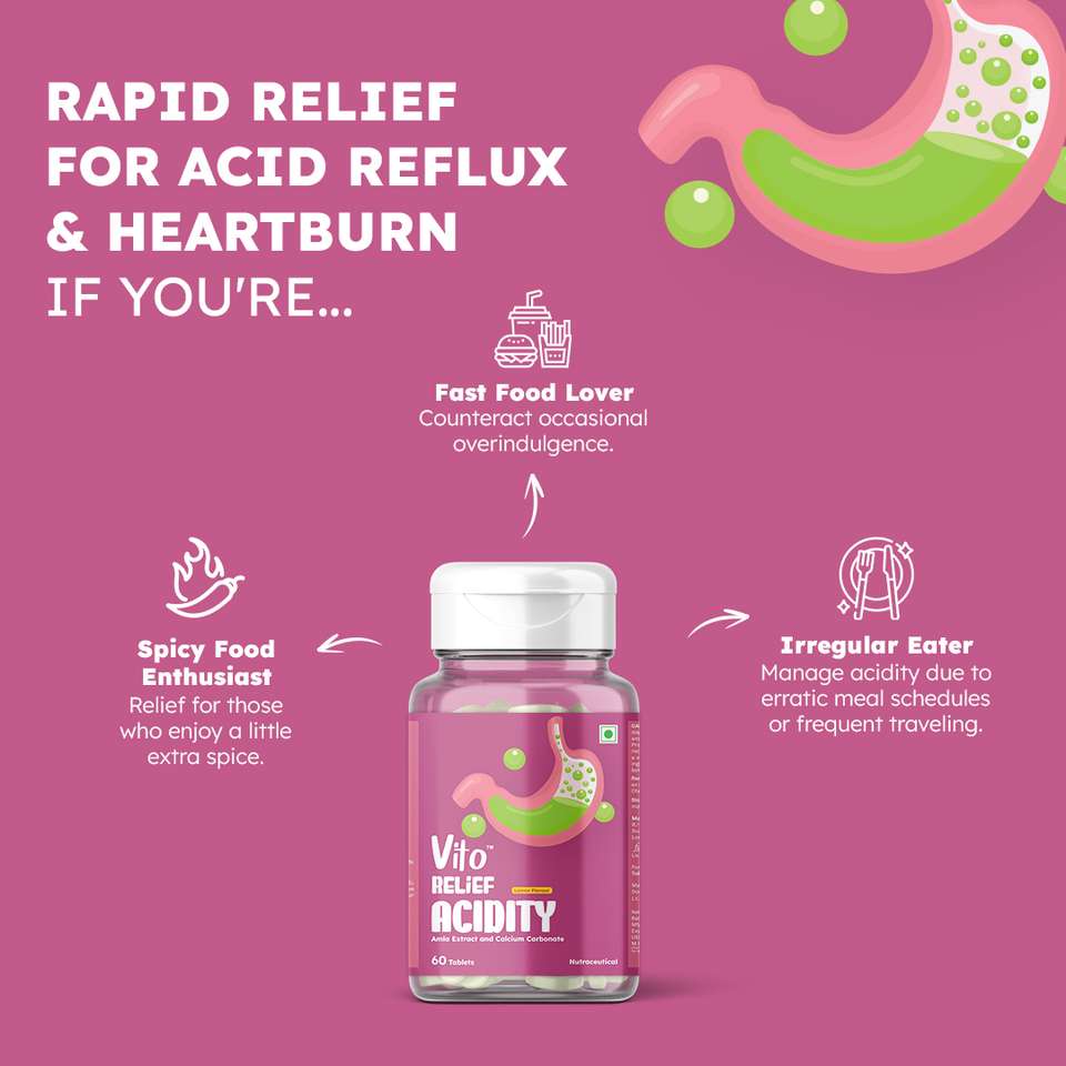 Vito Daily Acidity Relief Antacid Chewable Tablet Heartburn and Acid ...