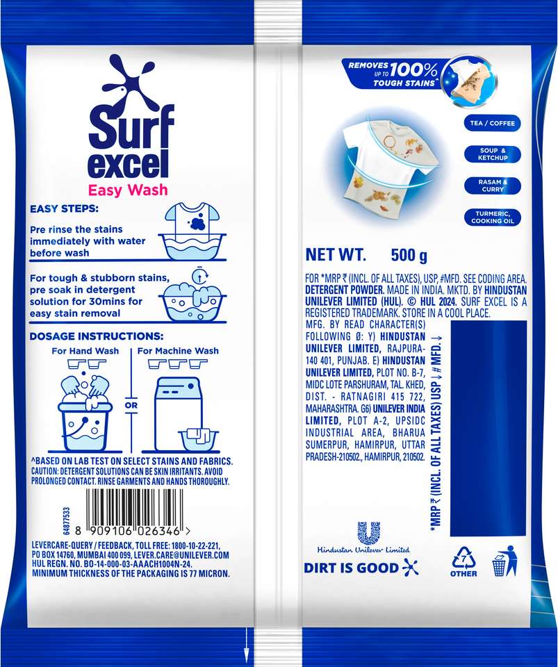 Powder Key Surf excel Easy Wash Detergent Powder Price in India - Buy Surf excel ...
