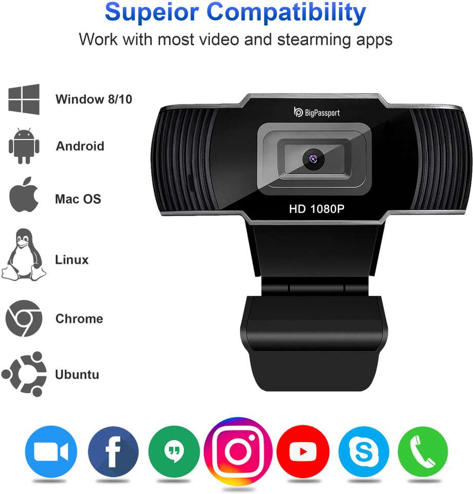 BigPassport Pro-Live_N3 Full HD Webcam 1080p, with Microphone, Night ...