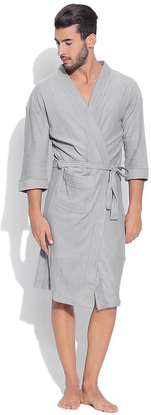 feelblue Lgrey Free Size Bath Robe-picture-17