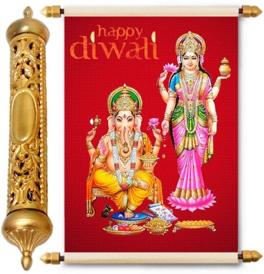 Diwali Gifts Gold Scroll Greeting Card-image-40
