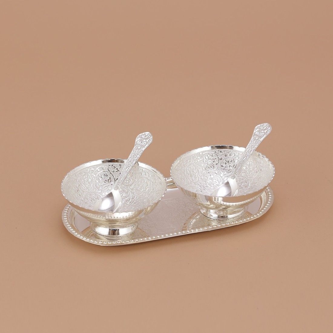 being nawab Sleek German Silver Bowl, Tray Serving Set-picture-11