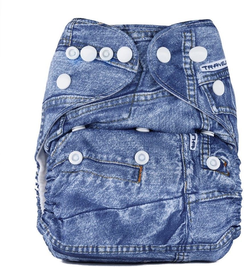 Adjustable Denim Print Reusable Pocket Diaper With 1 Microfiber Insert For Babies (3-36 Months)-image-28