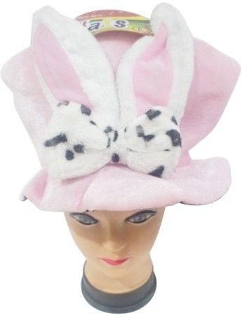 FUNCART Pink Velvet Hat (With Bunny Ears And Bow)-image-22