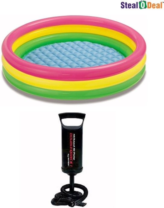 Stealodeal 5 Feet Kids Bath Pool Water Tub With Air Pump Inflatable Pool Accessory
