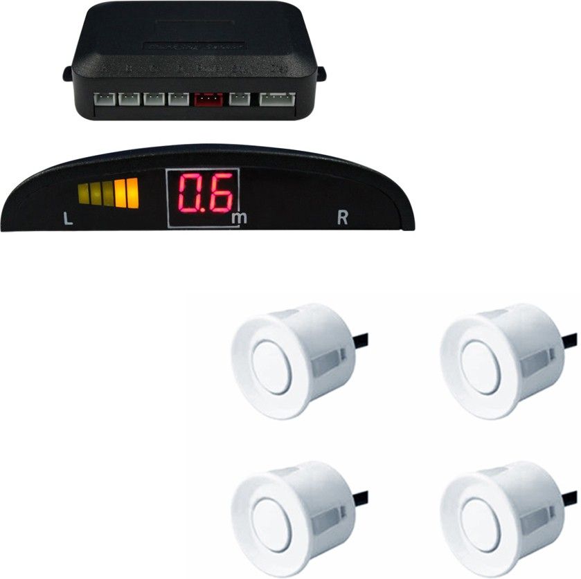 13945 Car Reverse Parking Sensor WHITE With LED Display Parking Sensor-image-4
