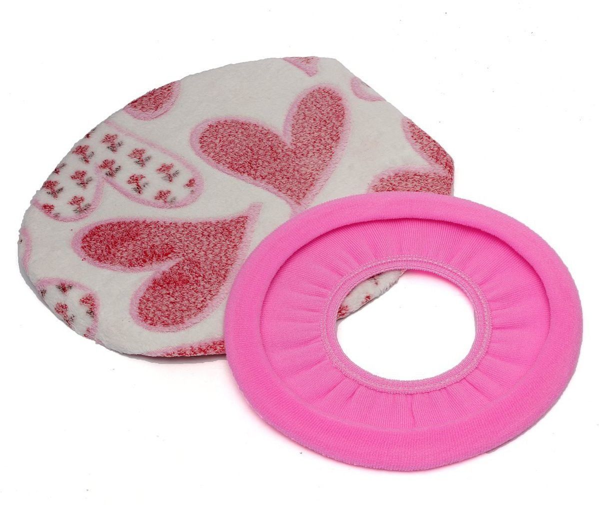 Soft Coral Fleece Two-piece Washable Seat Pad - Pink Attach to Toilet Safety Frames for Toilet