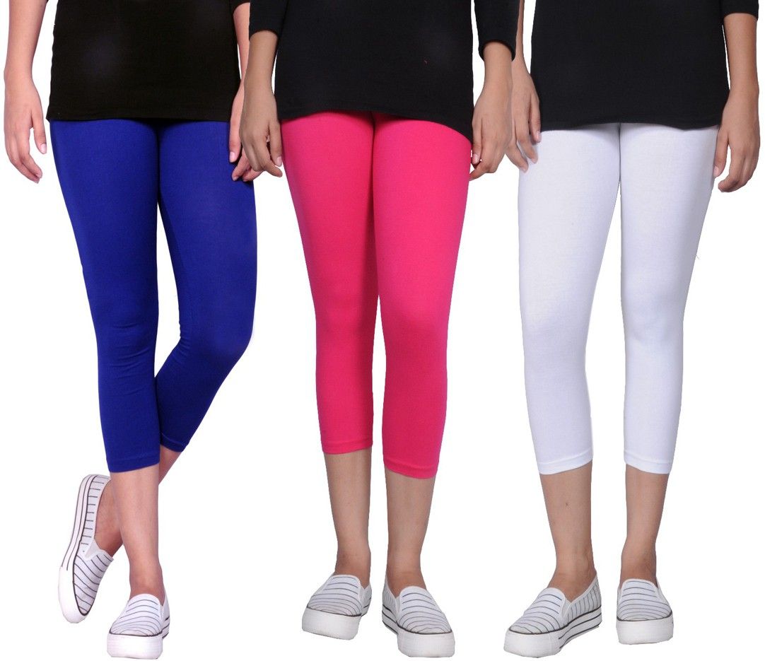 Women White, Blue, Pink Capri-image-11