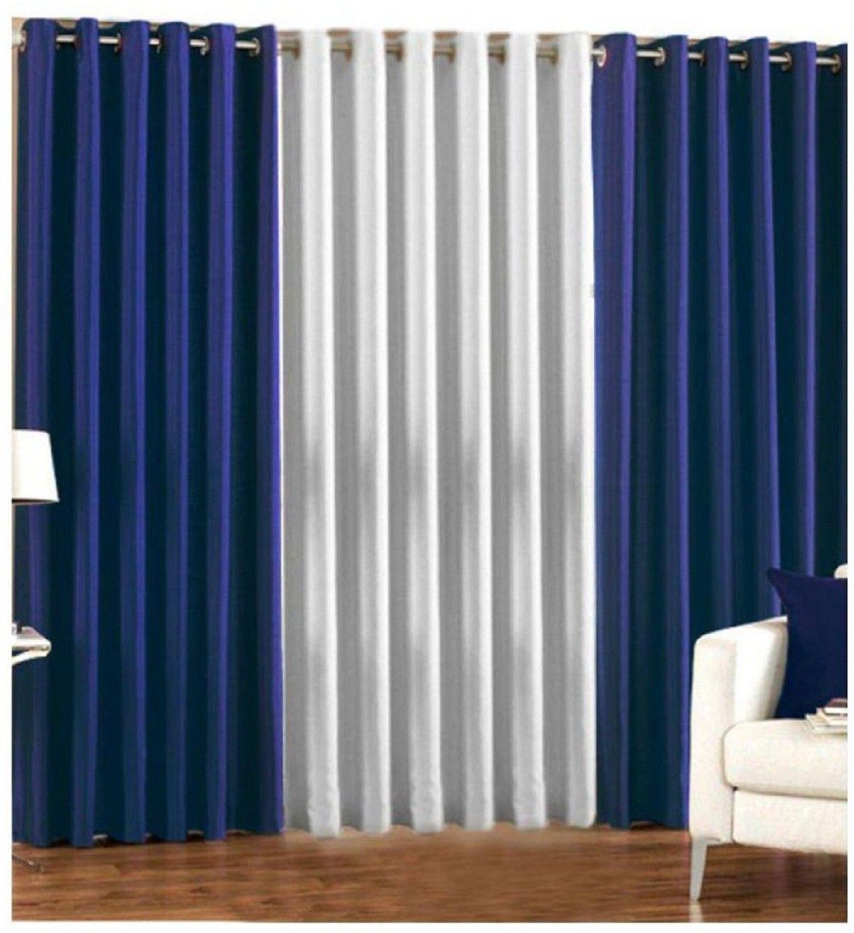 panipat textile hub 152 cm (5 ft) Polyester Semi Transparent Window Curtain (Pack Of 3)-picture-26