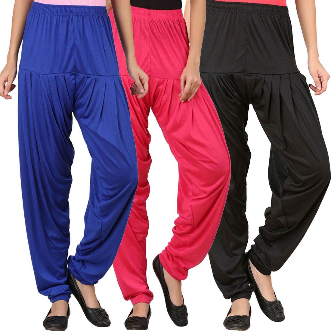 Solid Cotton Viscose Blend Women Harem Pants-image-3