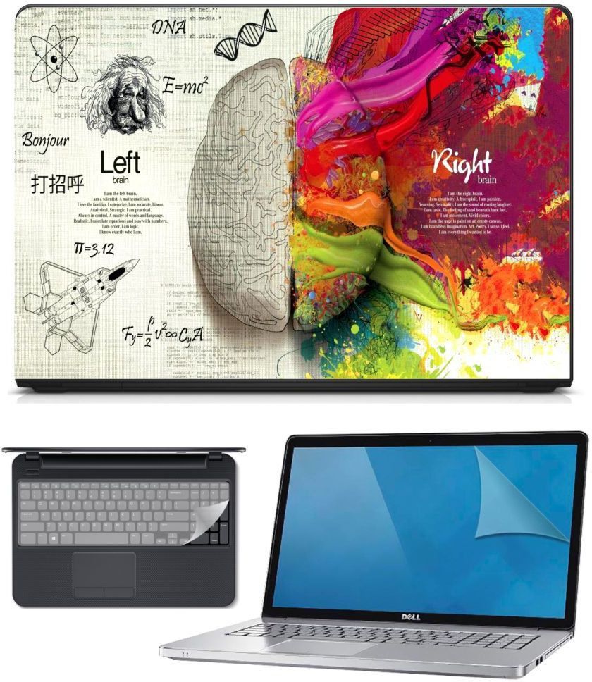FineArts 3in1 Combo of Premium Quality, HD, UV Printed, Laminated, Protected, Bubble Free, Scratchproof, Washable, Easy to Install Laptop Skin/Sticker/Vinyl/Cover for 15.6 inches on 3M Vinyl with Screen Guard and Key Protector (Brain) Combo Set-image-26