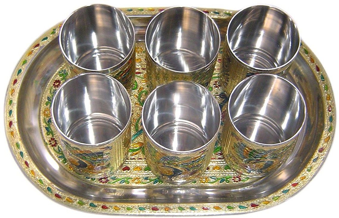 Steel Tray, Glass Serving Set-image-20