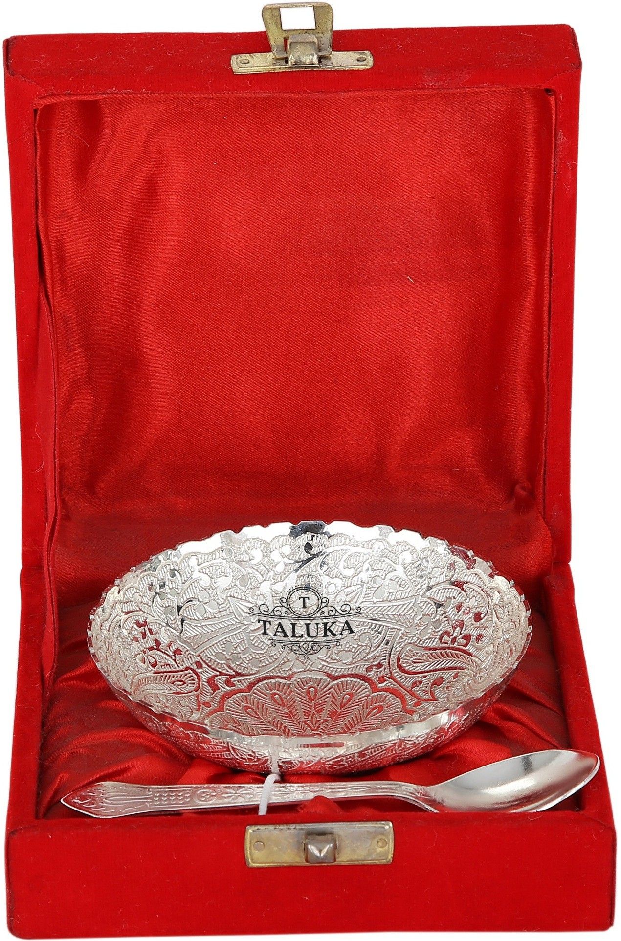 Silver Plated Serving Bowl High Qualilty Silver Plated 1 Bowl Deep Dish 1 Spoon For Desert Bowl Spoon Set Gift Item-image-47