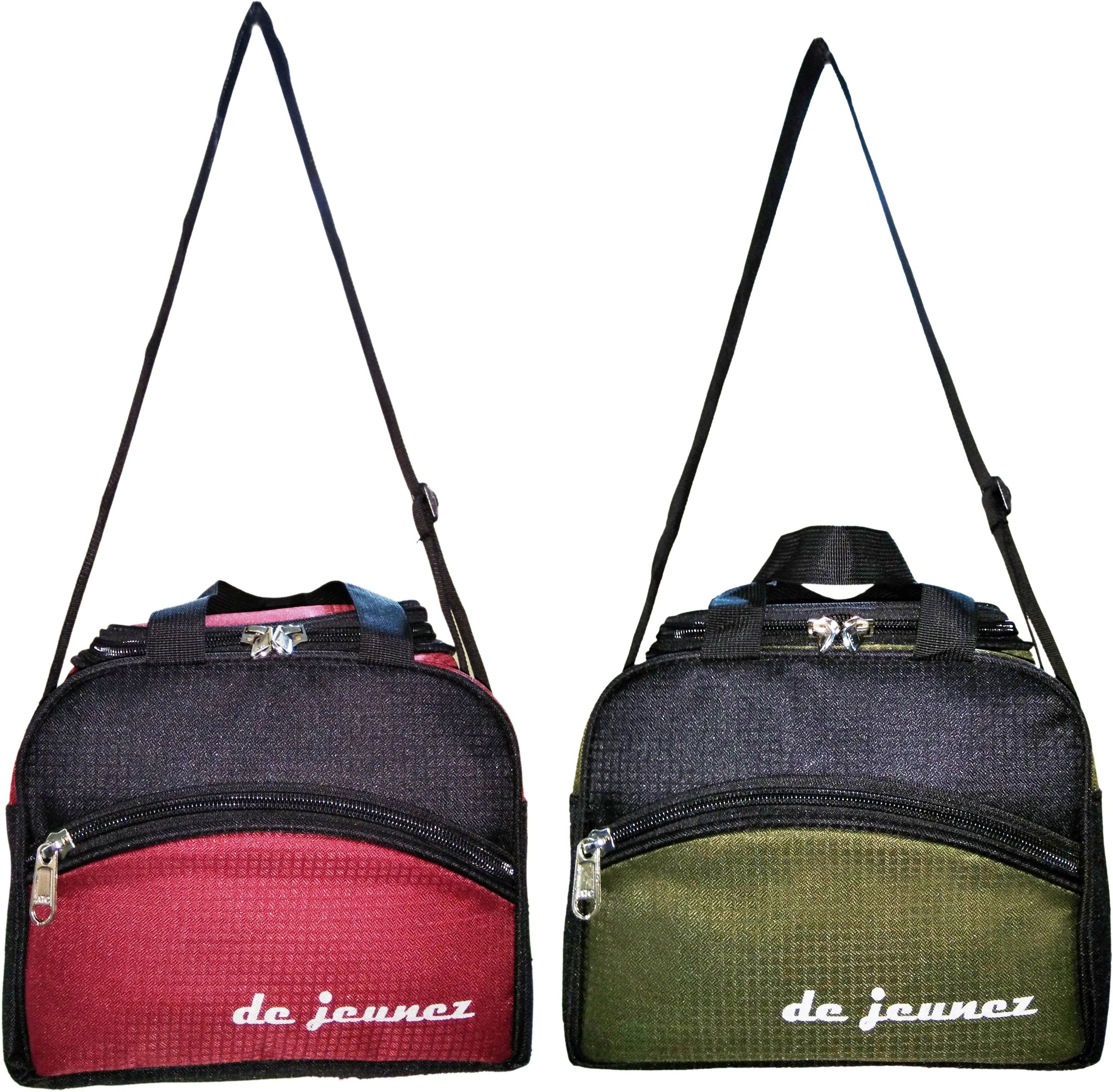 de jeunez-D4-Black with Maroon and Black with Green Waterproof Lunch Bag-image-7