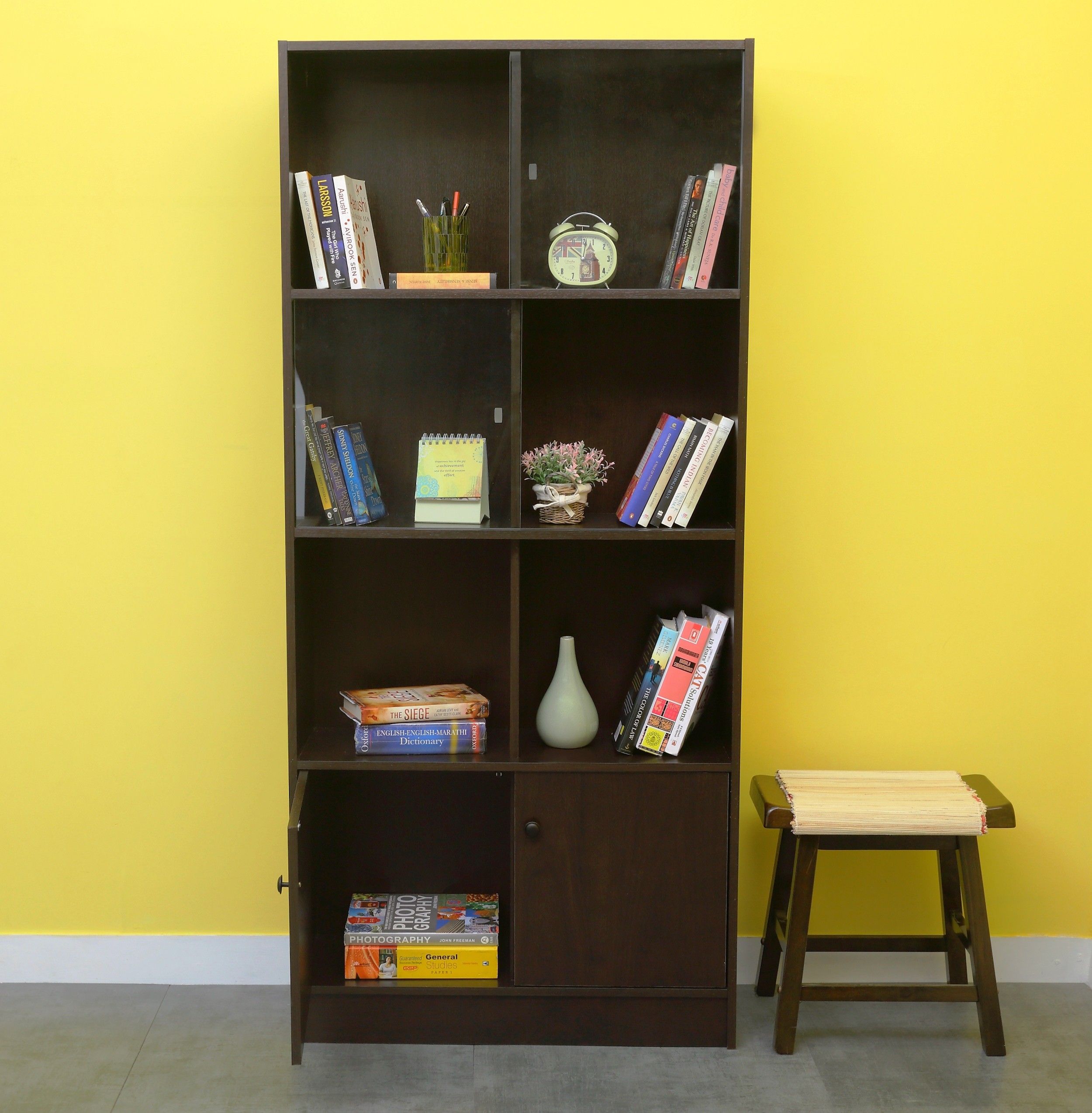 Crony Lara Engineered Wood Semi-Open Book Shelf-image-21