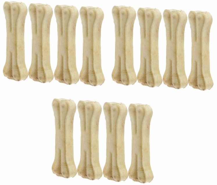 Raw Hide Press Bone (3"Inch 12 Piece) Chicken, Beef Dog Chew-image-33
