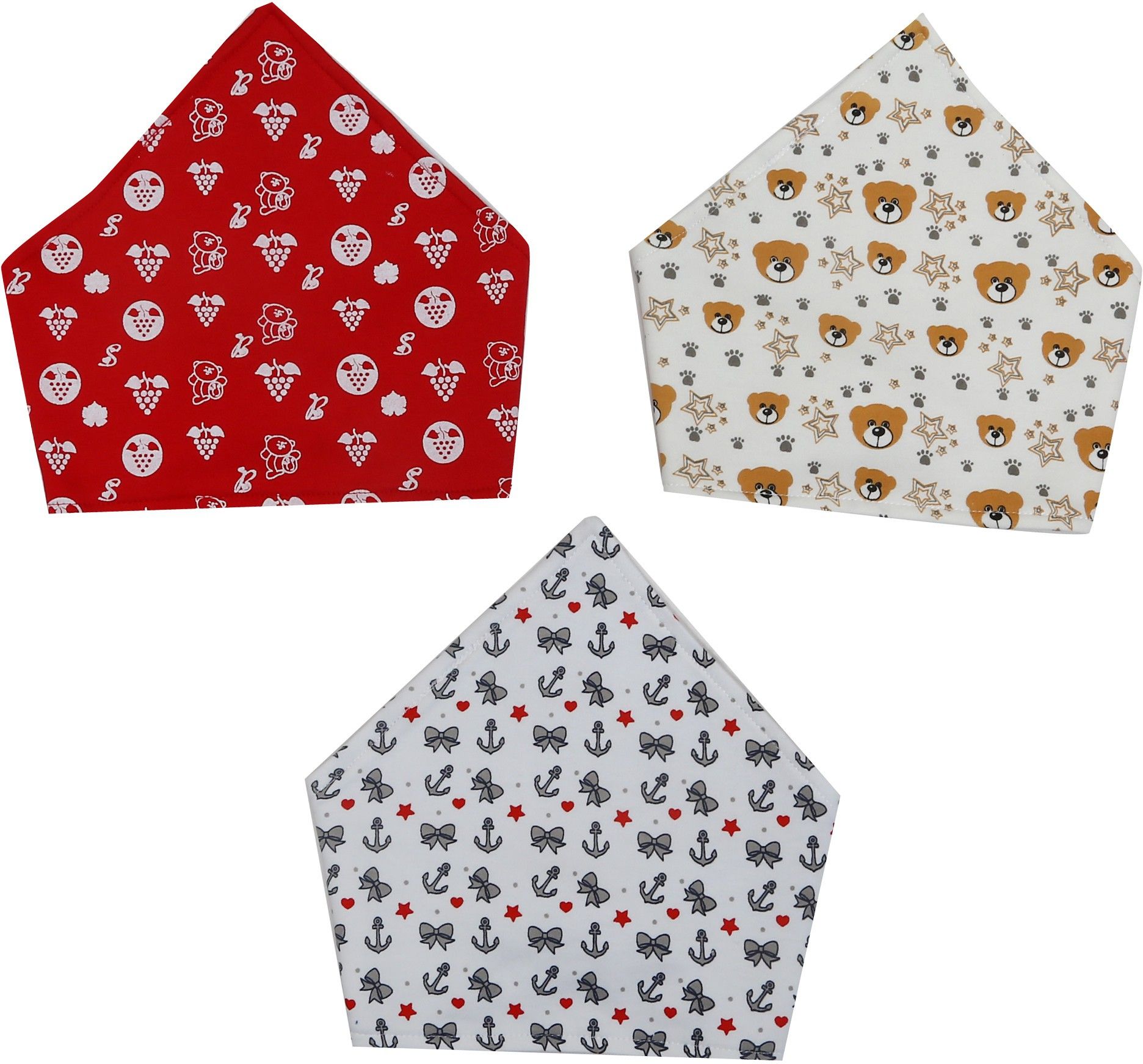 Red And White Designer Bandana Bibs Combo- Set of 3-image-45