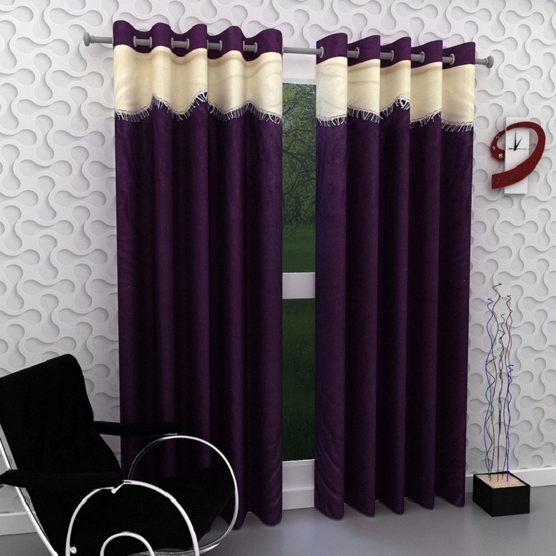home garage 153 cm (5 ft) Window Polyester Semi Transparent Curtain (Pack Of 2)-picture-18
