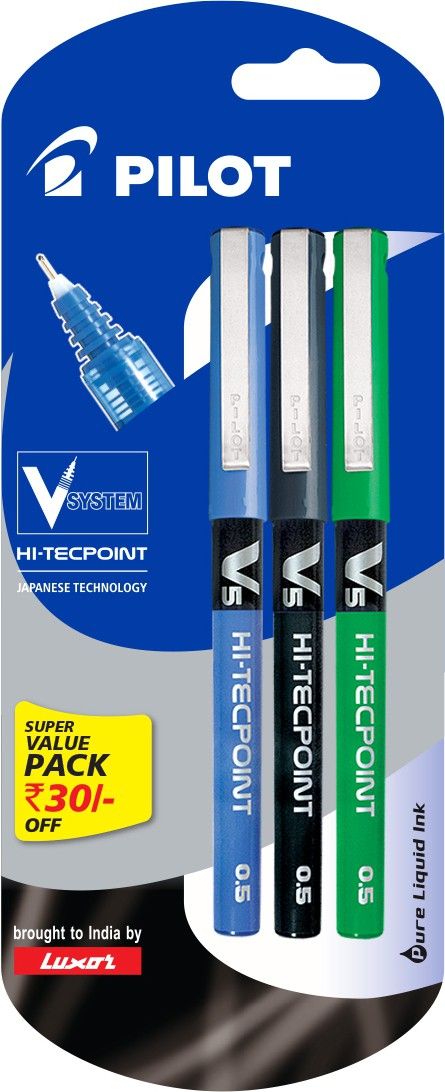 V5 (1 Blue+ 1 Black+1 Green) Roller Ball Pen-image-32