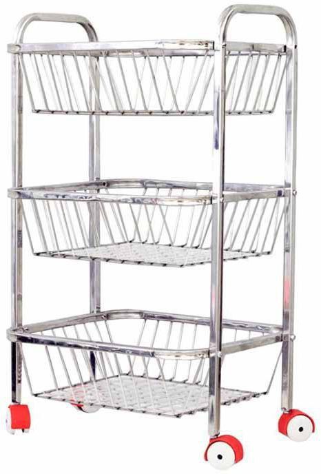 hardross Fruit & Vegetable Trolley 3 Step Stainless Steel Kitchen Trolley-picture-27