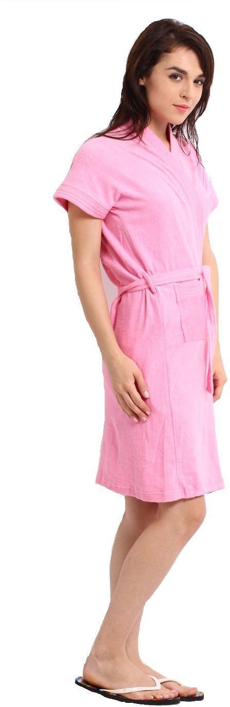 elevanto Pink 2 Free Size Bath Robe-picture-12