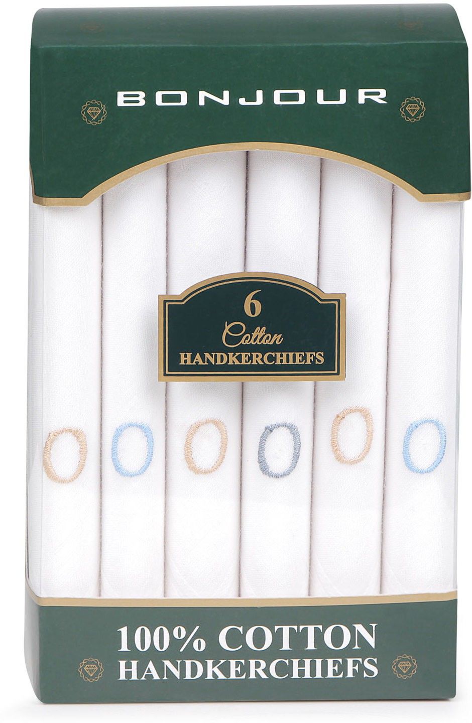 BONJOUR Men's embroidered initial cotton handkerchief-O ["White"] Handkerchief-picture-13