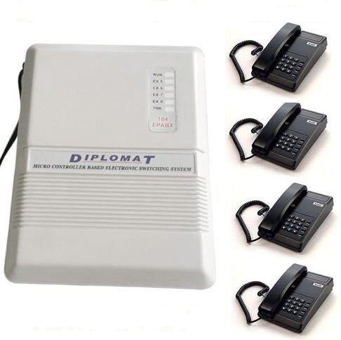 Diplomat EPABX 104 Intercom System and 4 Phone set Corded Landline Phone-image-25