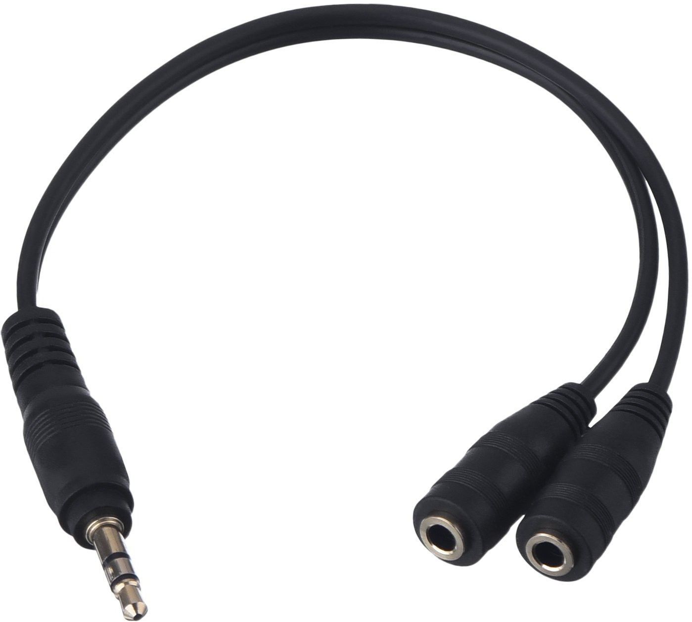 FOX MICRO Black 3.5mm Audio Stereo Y Splitter Cable 3.5mm Male to 2 Port 3.5mm Female for Earphone, Headset Splitter Adapter, Compatible for iPhone, Samsung, LG, Tablets, MP3 players, Metal Black Phone Converter-image-30