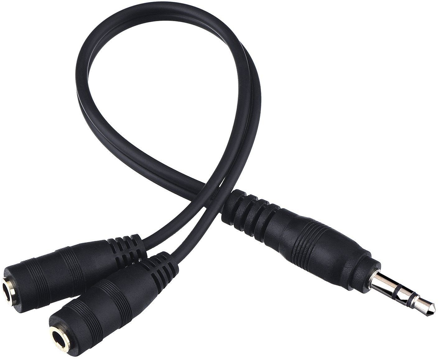 FOX MICRO Black Gold Plated 3.5mm Stereo Jack Splitter Cable Adapter Connectors ,3.5mm Male To 2 X Female - for Connecting External Speakers or Use Both Output for Speakers For Ipod, Mp3 Player Phone Converter-image-7