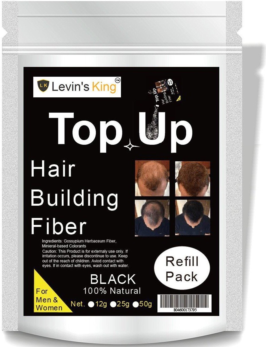 Levins King Hair Building Fiber, Hair concealer Refill Pack Use For Caboki, Toppik, Looks 21, Black