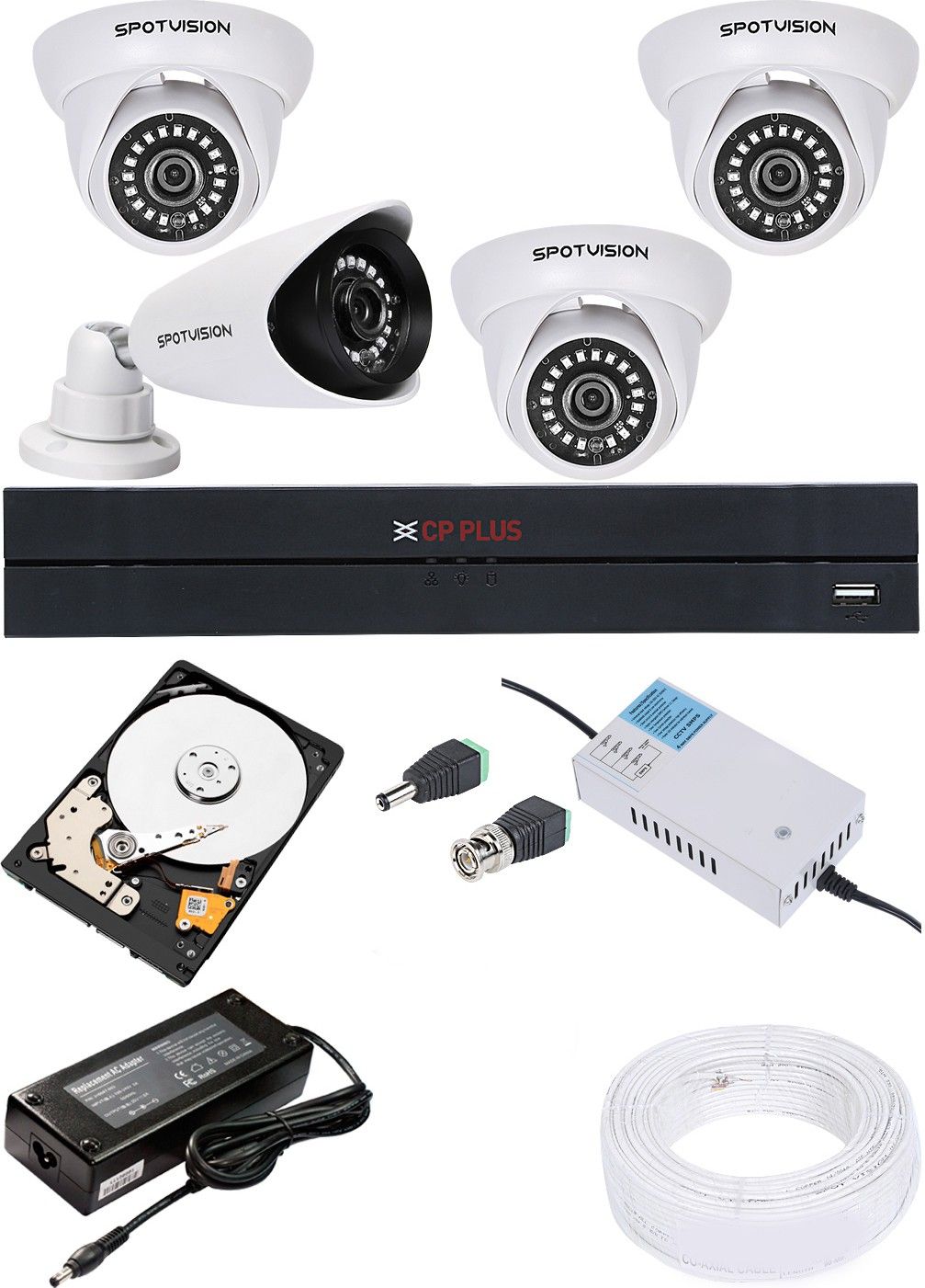 CP PLUS 4 Channal HD DVR 1080p 1Pcs,Dome Camera 2.4MP 3Pcs,Bullet Camera 2.4MP 1Pcs, Security Camera-image-11